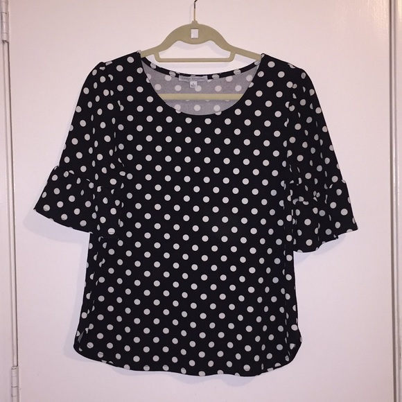 Polka Dot Ruffle Sleeve Shirt - Picture 2 of 4